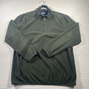 G.H. Bass Mens XL Green Fleece Quarter Zip Pullover Outdoor Casual Jacket